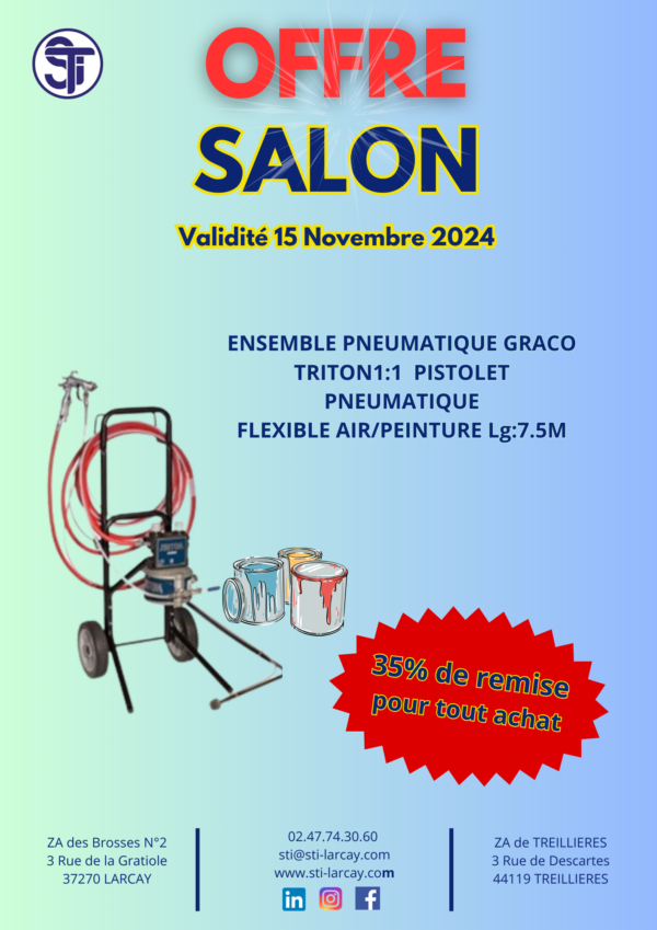 ENSEMBLE POMPE TRITON 1:1 AVEC UN PISTOLET PNEUMATIQUE ET UN FLEXIBLE AIR / PEINTURE LG 7.5M