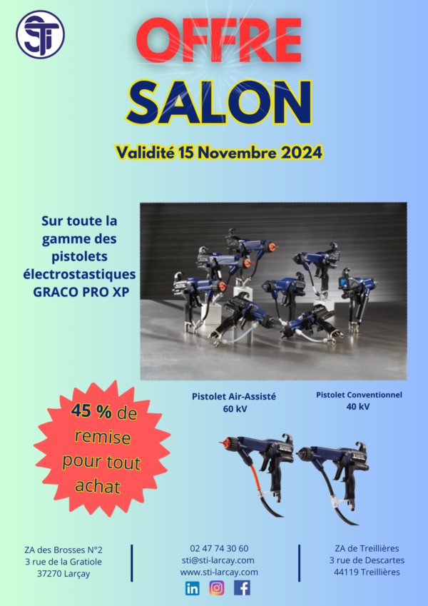 PROMOTION SUR TOUTE LA GAMME DE PISTOLETS ELECTROSTATIQUES GRACO PRO XP